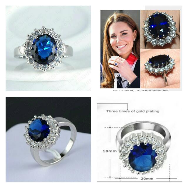British Princess Kate Middleton And Princess Diana Engagement Ring Replica Platinum Plated With Swa Element Austrian Crystals Include Free Premium Velvet Pouch Women S Fashion On Carousell