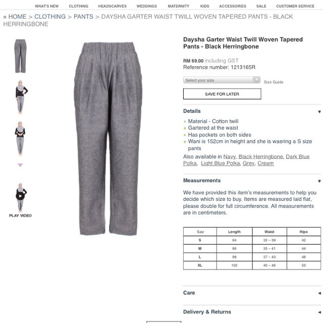 Pants with garter waist clearance