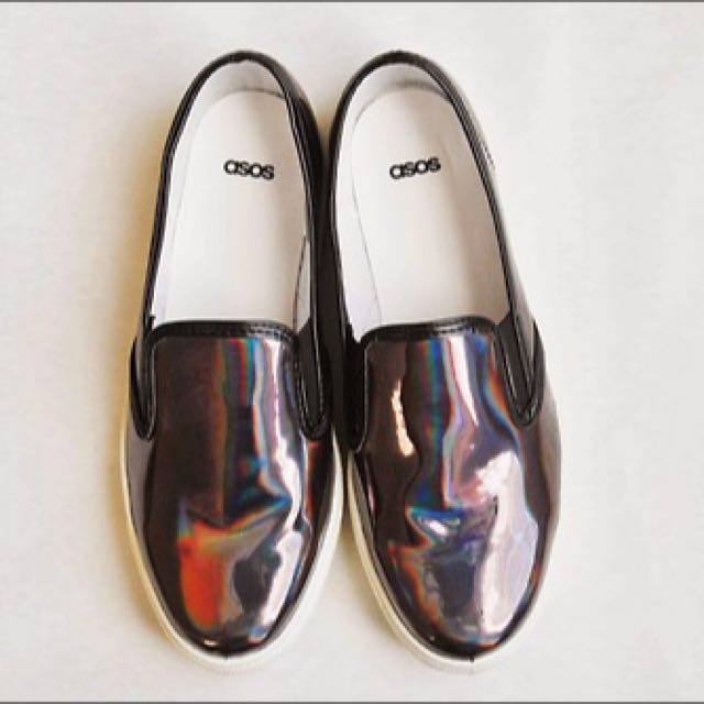 PRICE REDUCED Asos Dockland Plimsolls Shoes Holographic UK 4 UK 5 Women s Fashion Footwear Sneakers on Carousell