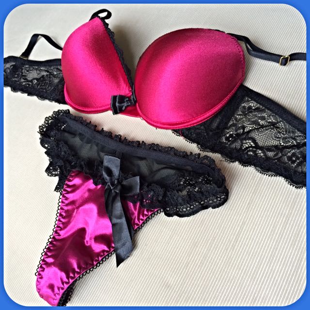 BN Satin Silky Lacy 34A Moroon Red Lacy PushUp Bra/Panty Set, Women's  Fashion, New Undergarments & Loungewear on Carousell