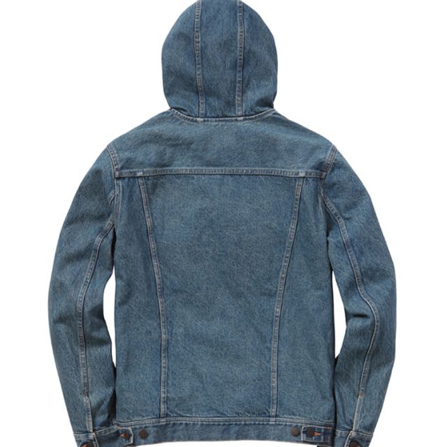 Supreme SS15 Hooded Denim Jacket Men s Fashion Coats Jackets and Outerwear on Carousell