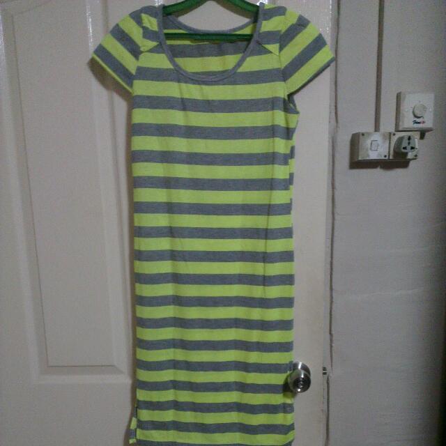Neon Yellow Knee Length Dress