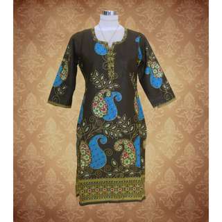L Beautiful Brown Batik Print Kurti / Tunic