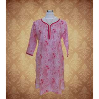 XL Pretty Pink and White printed kurti / Tunic