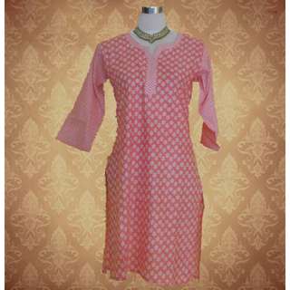 M Pretty Pink & White Printed Kurti / Tunic