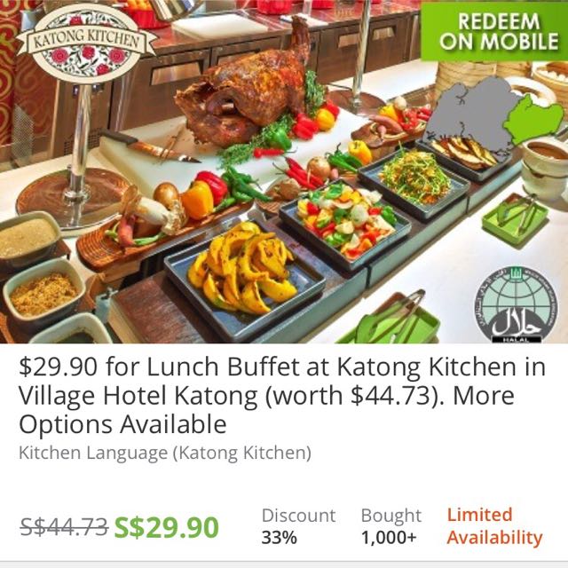 3 X Katong Kitchen Halal Lunch Buffet Vouchers 50 U P 90