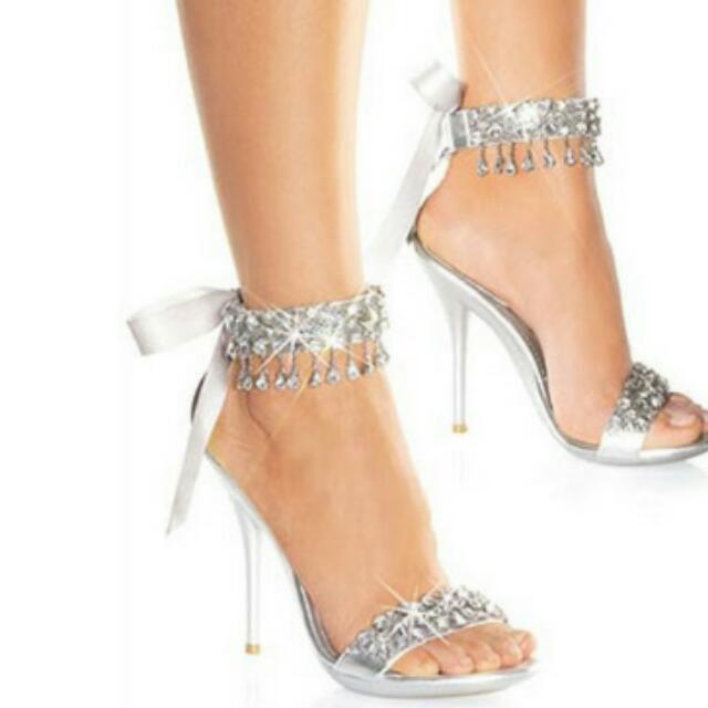 silver bridal heels