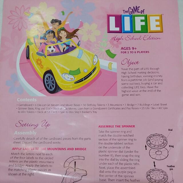 The Game Of Life High School Edition Toys Games On Carousell