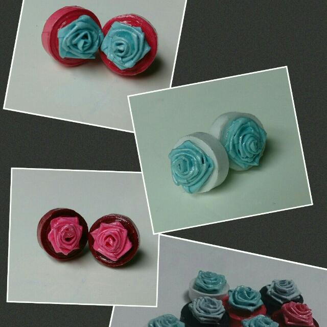 Quilling earrings rose cheap