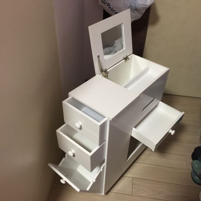 Pending Mobile Movable Makeup Organizer Dresser Drawers Cabinet