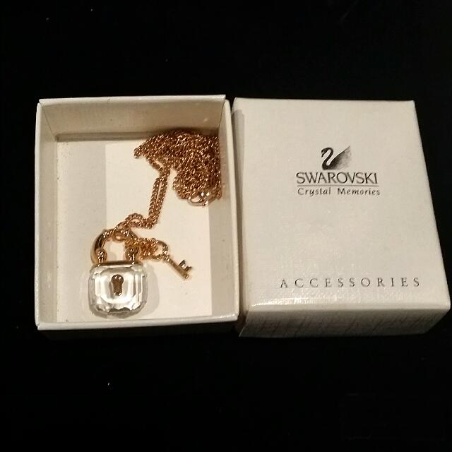 SWAROVSKI Lock And Key Crystal Gold Plated Necklace