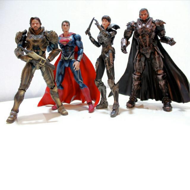 BIB) Set Of 4 - Play Arts Kai Men of Steel: Superman, Zod, Jor-El