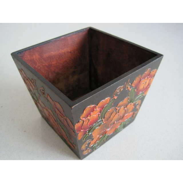 Bn Oriental Design Hand Painted Wood Planter Box Small Furniture Photo