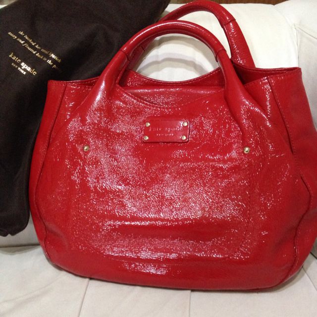 Preloved Authentic Kate Spade Red Patent Tote Bag Women S Fashion Photo