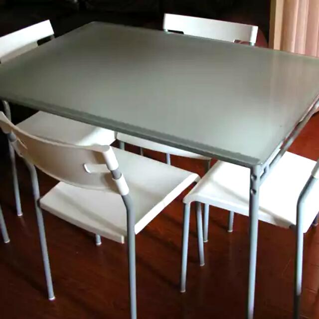 Ikea Frosted Glass Dining Table, Furniture & Home Living, Furniture, Tables & Sets on Carousell