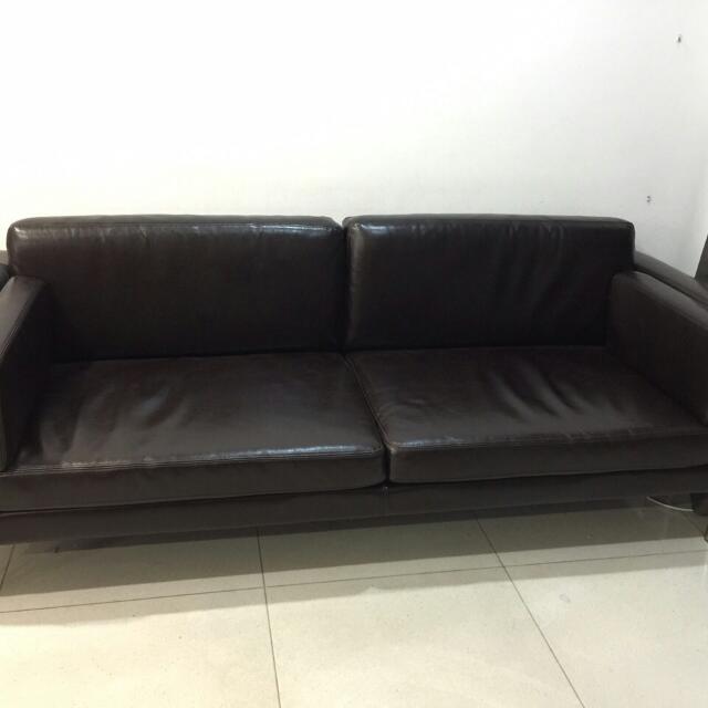 Ikea Leather Sofa, Furniture & Home Living, Furniture, Sofas on Carousell