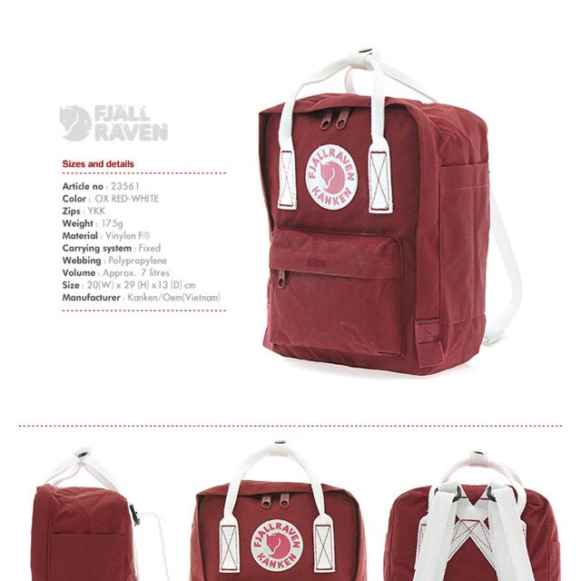 ox red and white kanken classic