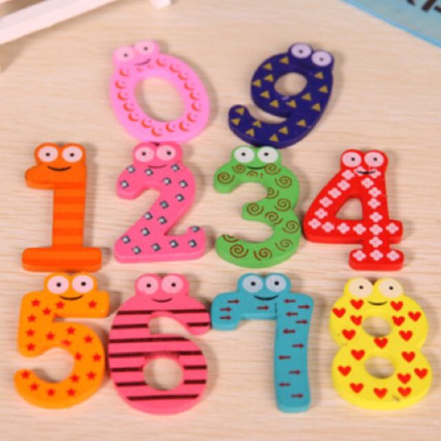 Brand New Cute Colorful Numbers 123 Wooden Fridge Magnets