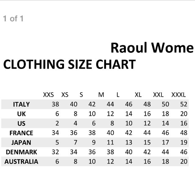 Raoul Size Chart