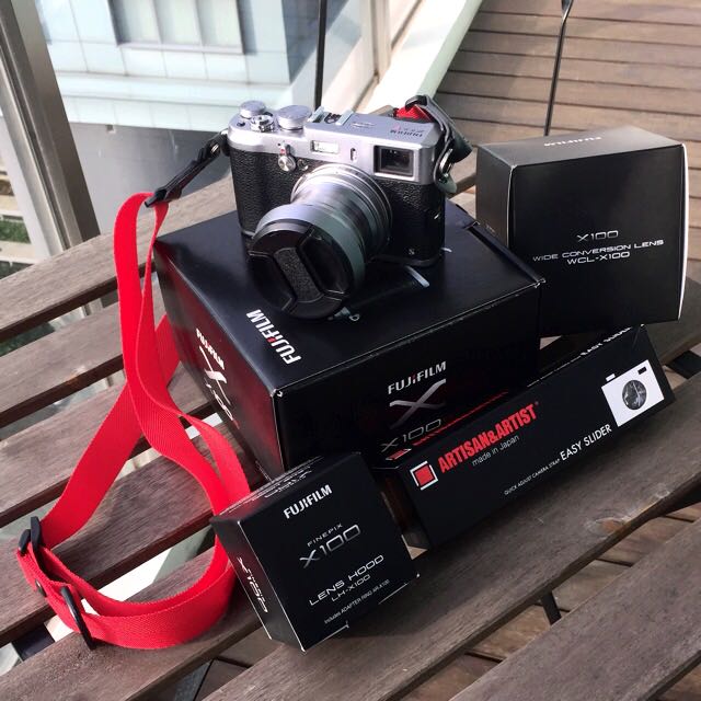 Fujifilm X100s Made In Japan Fully Kitted Out With Wide Conversion Lens Adapter Lens Hood And Artisan Artist Easy Slider Camera Strap Photography On Carousell