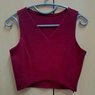 Maroon Crop Top (with side zip )