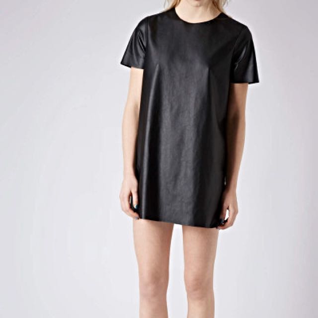 topshop faux leather dress Steve Madden Women's Tilly Dress Short Sleeve Faux Leather Dresses - Black main image 1