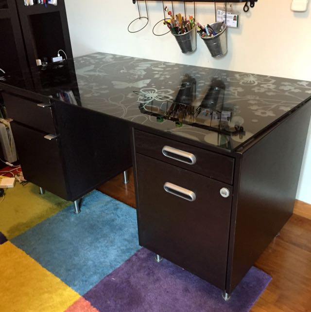 Desk With 2 File Drawers, Furniture & Home Living, Furniture, Tables