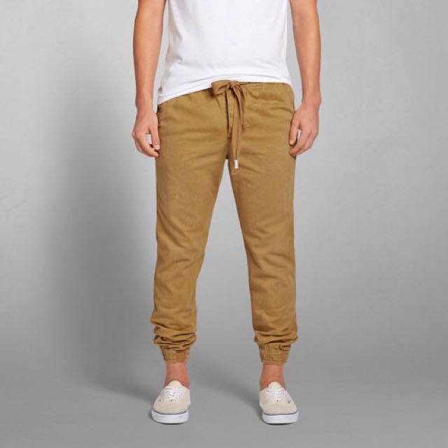 NEW Ambercrombie & Fitch Jogger Pants Khaki A&F Joggers FairPlay Publish,  Men's Fashion, Bottoms, Joggers on Carousell