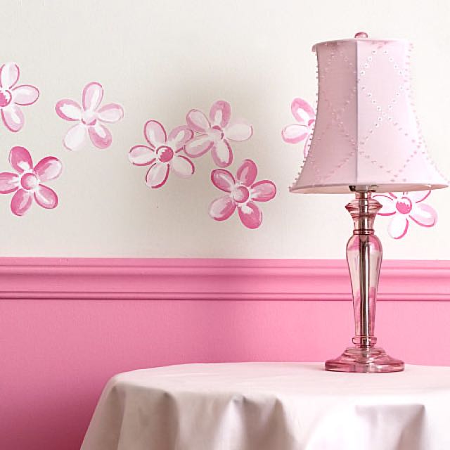 Wallies Wallpaper Cutouts Pretty Pink Flowers Furniture On