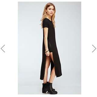 「現貨」Forever21 高開衩短袖長版連衣裙😎