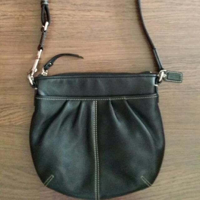 Authentic Preloved Coach Black Leather Sling Bag Hardly Used