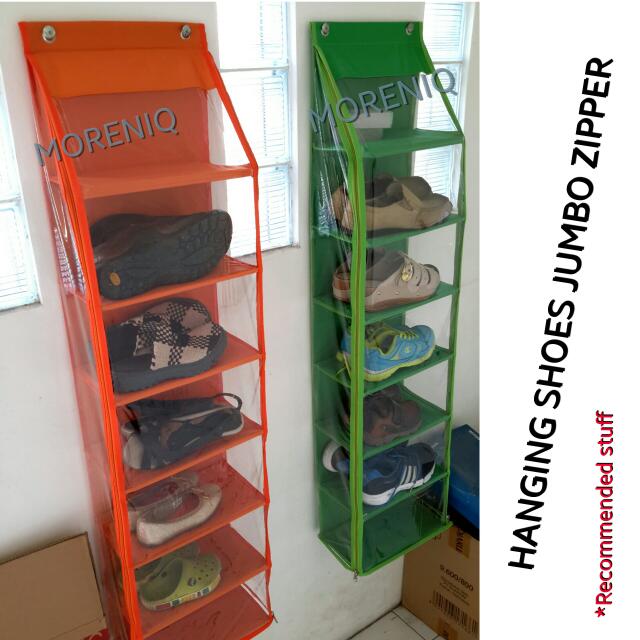 Hanging Shoes Jumbo Zipper Rak Sepatu Gantung Rak Serbaguna Perabotan Rumah Di Carousell