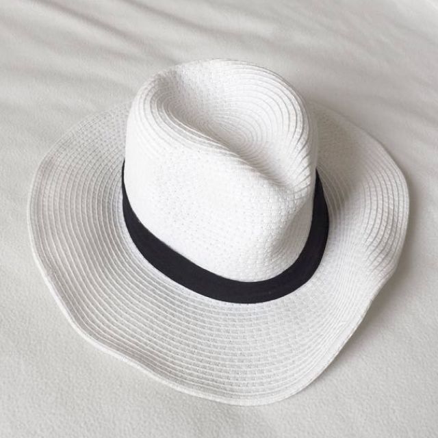 white straw fedora, Women's Fashion, Watches & Accessories, Hats
