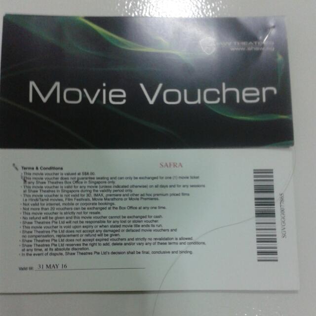 Shaw theaters Movie Voucher, Tickets & Vouchers, Vouchers on Carousell
