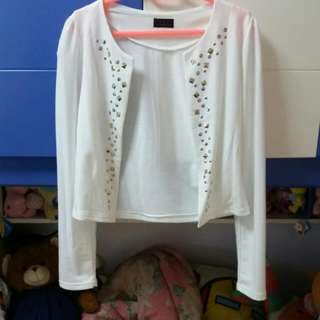 White Cardigan With Sequins
