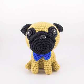 Pug with Blue Bowtie Crochet Amigurumi