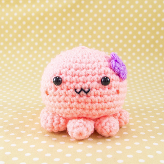 Pink Octopus with Flower Amigurumi Crochet