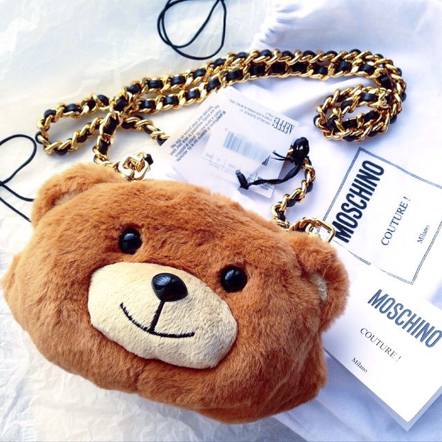 Moschino Plush Teddy Bear Face Shoulder Bag