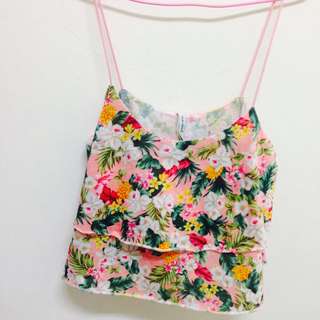 Stradivarius 碎花細肩帶寬鬆背心