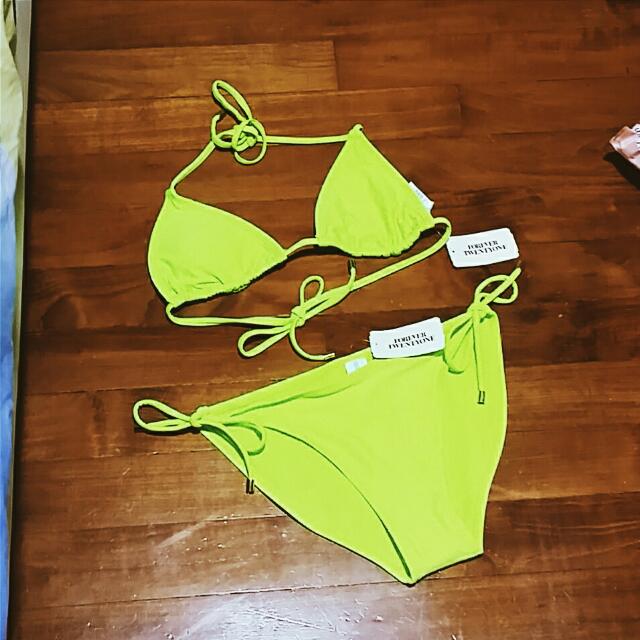 BNWT Forever 21 Neon Green String Bikini Women s Fashion Tops Sleeveless on Carousell
