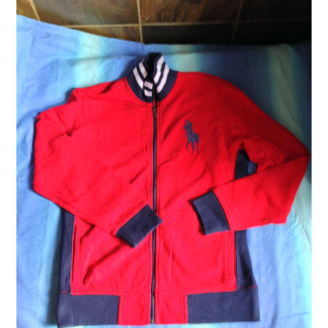 Red and white new arrivals polo sweater