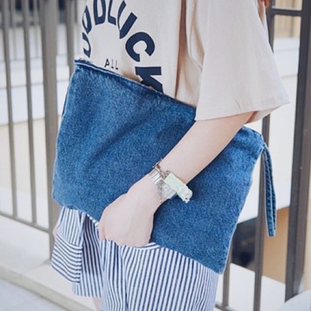 denim clutch bag