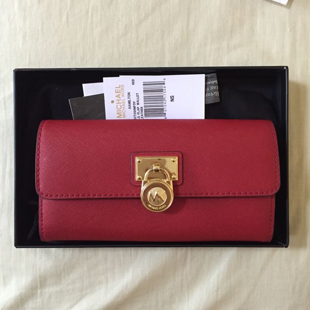 Michael kors hamilton wallet red Clearance