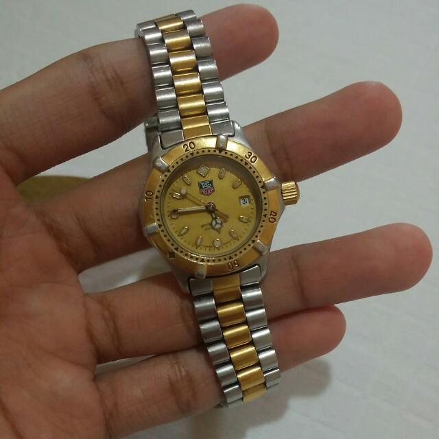 AUTHENTIC TAG HEUER LADIES SILVER AND GOLD WATCH
