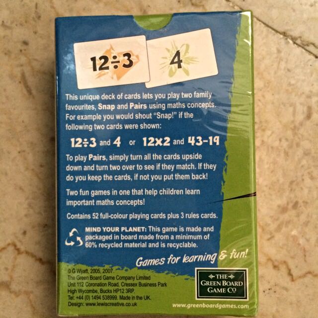 Maths Game Cards, Hobbies & Toys, Toys & Games on Carousell