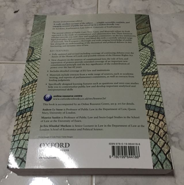 Public Law Text Cases And Materials Oxford Second Edition By