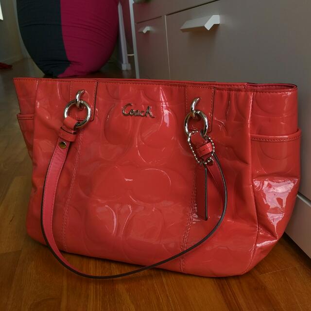 Coach pink sales patent leather purse