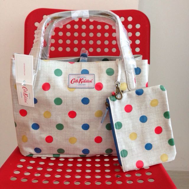 BN Authentic Cath Kidston Button Spot natural Small Grab Handle
