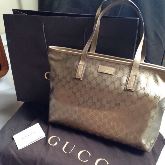 Gucci gold online tote bag