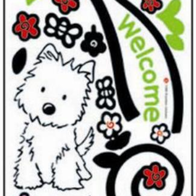 Stiker Dekorasi Dinding Motif Dua Ekor Anjing Hitam Putih Gga43